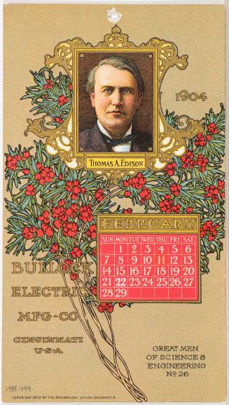 Calendar Card / February 1904 Bullock Electric Mfg Co