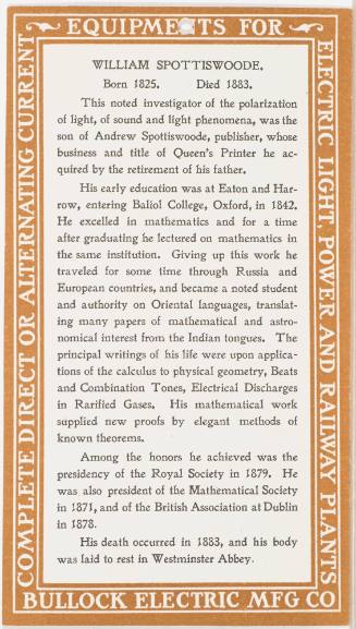 Calendar Card / March 1904 Bullock Electric Mfg Co