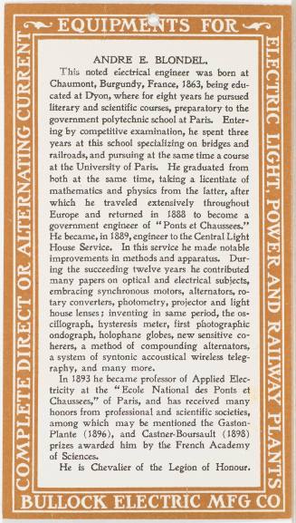 Calendar Card / April 1904 Bullock Electric Mfg Co