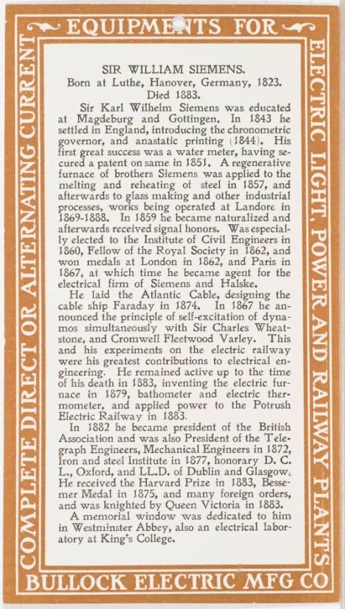 Calendar Card / June 1904 Bullock Electric Mfg Co