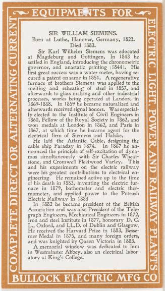 Calendar Card / June 1904 Bullock Electric Mfg Co