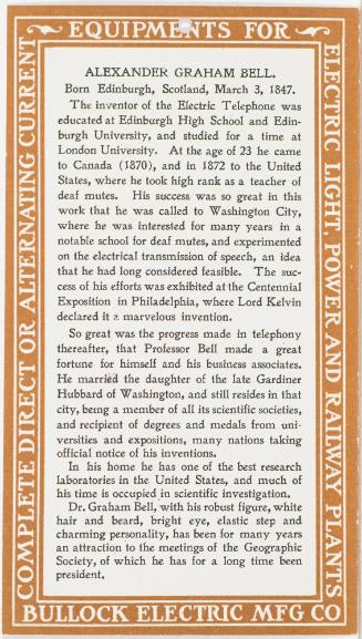 Calendar Card / July 1904 Bullock Electric Mfg Co