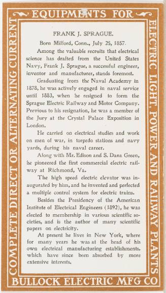 Calendar Card / September 1904 Bullock Electric Mfg Co