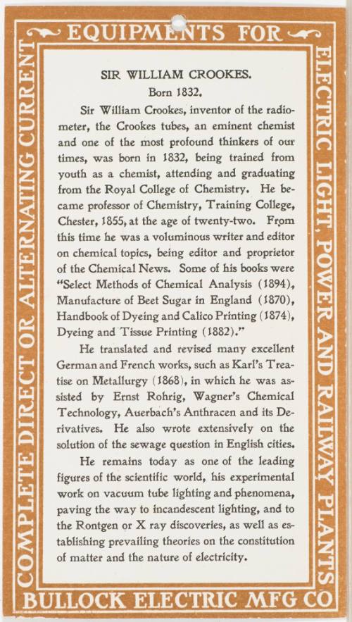 Calendar Card / November 1904 Bullock Electric Mfg Co