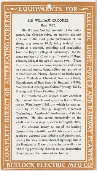 Calendar Card / November 1904 Bullock Electric Mfg Co