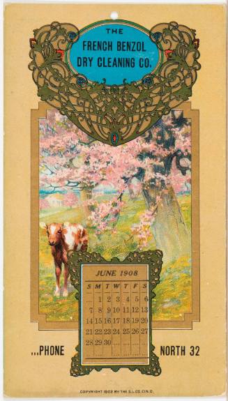 Calendar Card / June 1908 French Benzol Dry Cleaning Co.