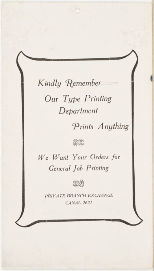 Calendar Card / July 1909