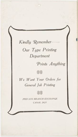 Calendar Card / July 1909