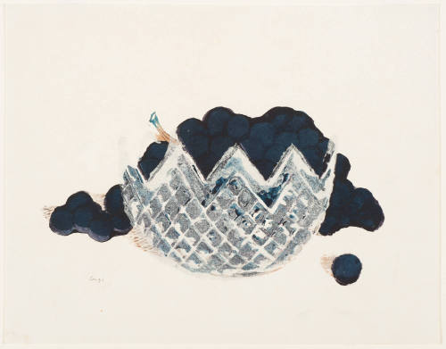 Black Grapes in a Cut-Glass Bowl