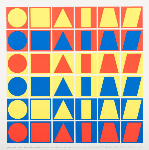 Six Geometric Figures in Three Colors on Three Colors and All their Combinations