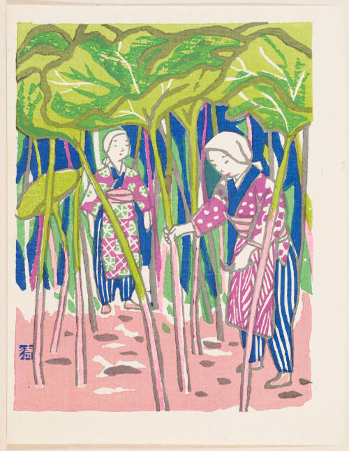 Girls Cutting Colts-Foot (Akita)