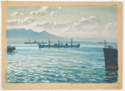A Coastal Landscape with Cargo Ships