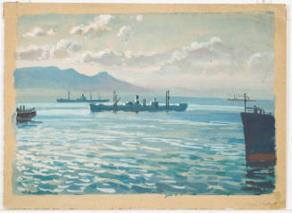 A Coastal Landscape with Cargo Ships