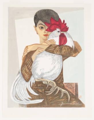 Boy and White Rooster