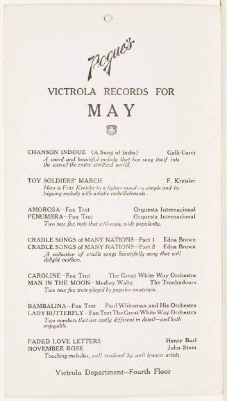 Calendar Card /  May 1923 H & S Pogue Co.