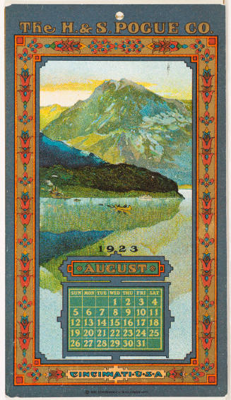 Calendar Card /  August 1923 H & S Pogue Co.