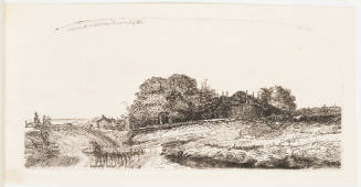Landscape with a Hay Barn and a Flock of Sheep
