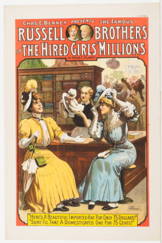 Chas. E. Blaney Presents the Famous Russell Brothers / in: The Hired Girls' Millions / by Chas. E. Blaney