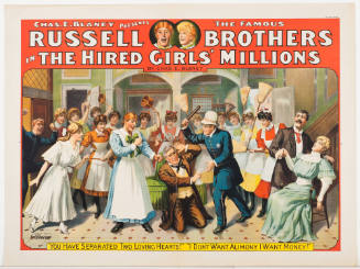 Chas E. Blaney Presents the Famous / Russell Brothers / in: The Hired Girl's Millions / by Chas E. Blaney