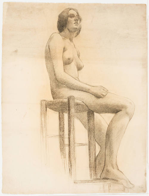 Study, Female Nude Seated on Stool