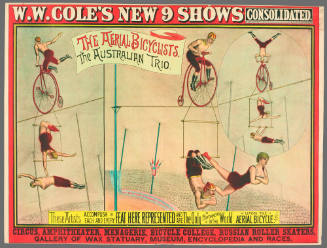 W.W. Cole's New 9 Shows Consolidated: The Aerial Bicyclists. The Australian Trio.