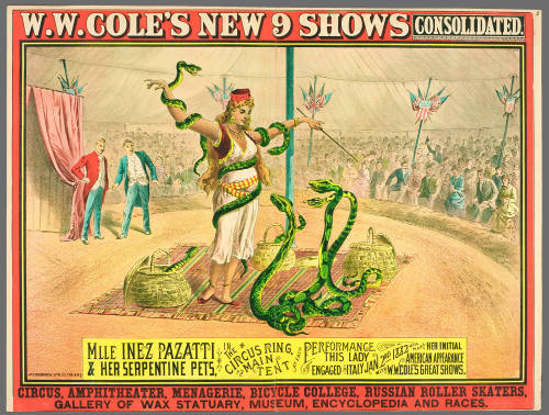 W.W. Cole's New 9 Shows Consolidated: Mlle Inez Pazatti & Her Serpentine Pets