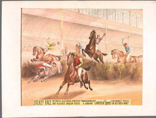 Jockey Race Between Blue-Grass Kentucky Thoroughbreds and Blooded English Flyers