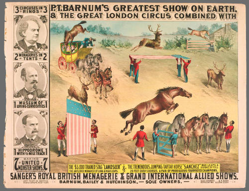 P.T. Barnum's Greatest Show on Earth & The Great London Circus: $5,000 Trained Stag "Landseer" & the Tremendous Jumping Tartar Horse "Sanchez"