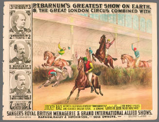 P.T. Barnum's Greatest Show on Earth & The Great London Circus: Jockey Race Between Blue-Grass Kentucky Thoroughbreds and Blooded English Flyers