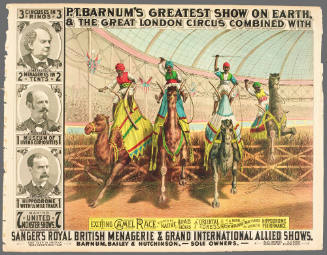 P.T. Barnum's Greatest Show on Earth & The Great London Circus: Exciting Camel Race, Ridden by Native Arab Riders in Oriental Dress