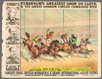 P.T. Barnum's Greatest Show on Earth & The Great London Circus: Racing Shetland Ponies Ridden by Trained Monkey Jockeys