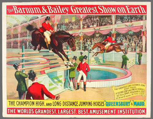 The Barnum & Bailey Greatest Show on Earth: The Champion High, and Long Distance Jumping Horses "Queensbury" & "Maud."