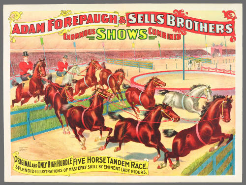 Adam Forepaugh & Sells Brothers Enormous Shows Combined: Original and Only High Hurdle Five Horse Tandem Race