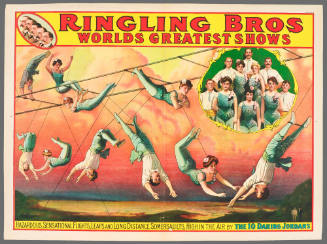 Ringling Bros: Hazardous, Sensational Flights, Leaps and Long Distance Somersaults, High in the Air by the 10 Daring Jordans