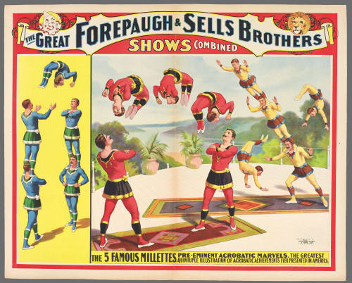 The Great Forepaugh & Sells Brothers Shows Combined: The 5 Famous Millettes. Pre-Eminent Acrobatic Marvels
