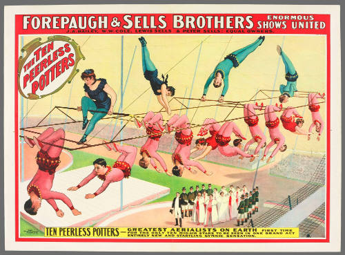 Forepaugh & Sells Brothers Enormous Shows United: Ten Peerless Potters - Greatest Aerialists on Earth