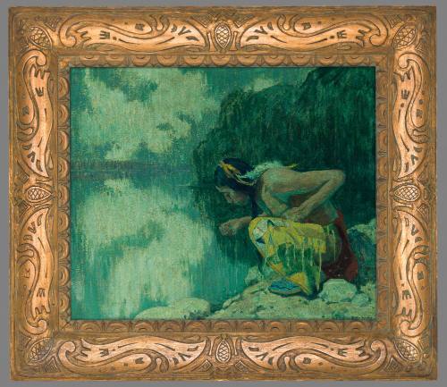 Indian Drinking from a Lake