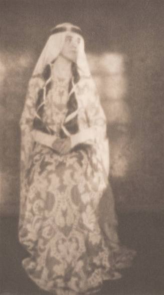 Seated Woman in Medieval Costume, Facing Right, Hands in Lap