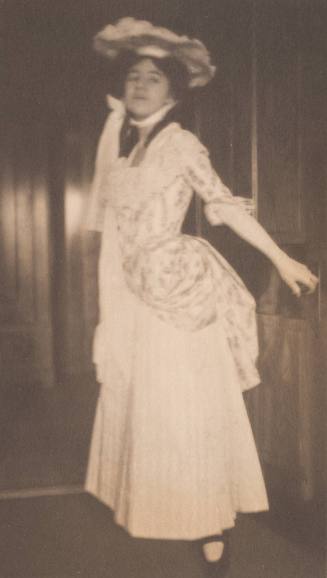 Young Woman in 18th Century Dress, Left Hand on Door Knob