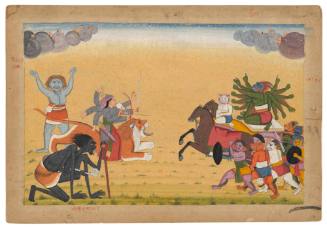 Shumbha and His Demon Army Attack the Great Goddess