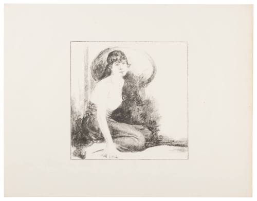 Seated Female Figure in Front of Oval Mirror