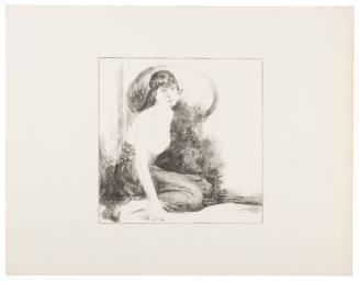 Seated Female Figure in Front of Oval Mirror