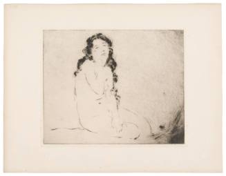 Seated Female Nude Facing Front, Hand on Face