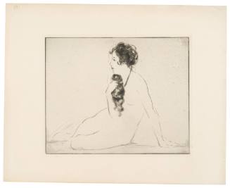 Seated Female Nude Facing Left, Hand on Ground