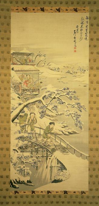 Snowy Landscape with Scholars in Pavilions