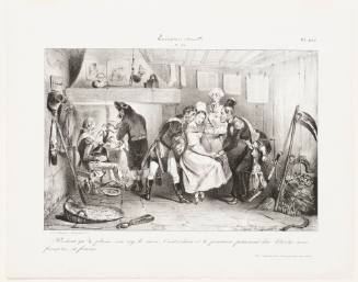 Pendant quil plume son coq, le Russe, l'Autrichien et le Prussien prennent des libertés avec France oise sa femme