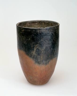 Black-Topped Redware Beaker with a Depiction of a Barbary Sheep