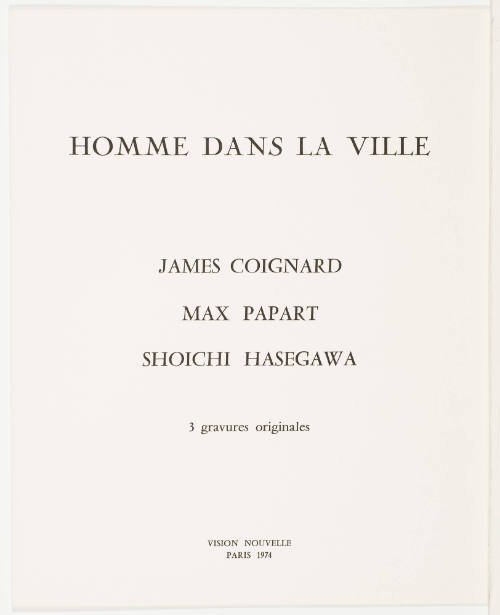 Title Page and Colophon for Homme Dans La Ville