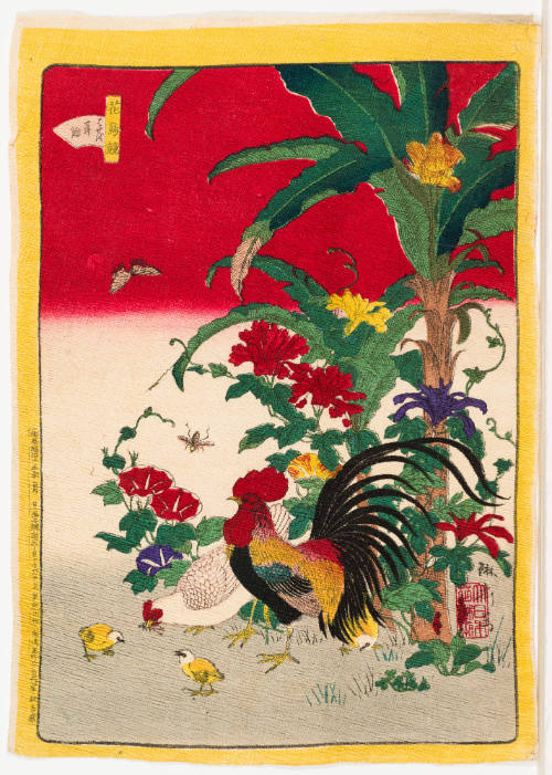 Chickens, Banana, Morning Glories (Kachō kurabe)
