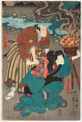 Actors as Tōgo's Wife Omine and Orikoshi Kyokuzen (?)